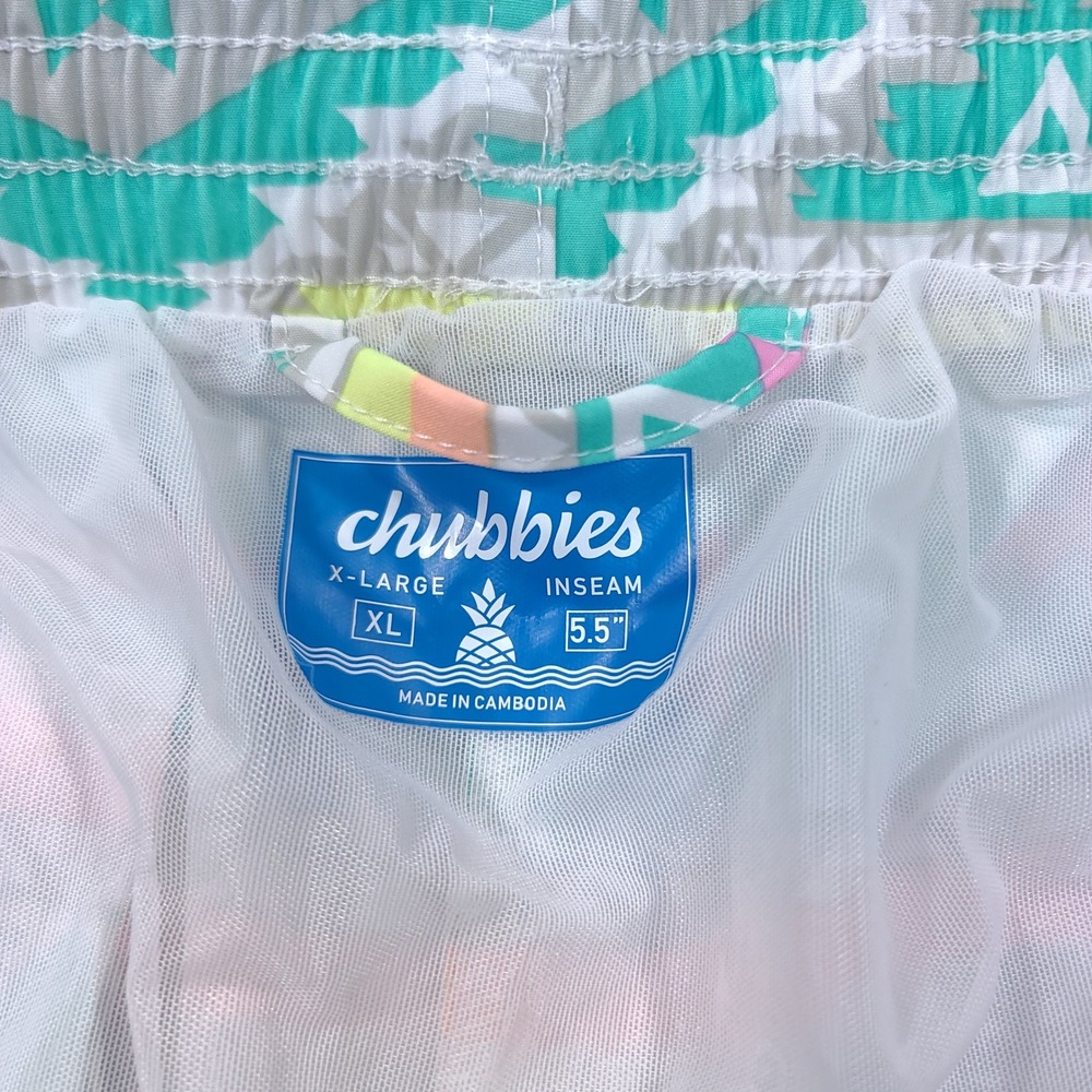 Chubbies Swim Trunks Mens XL Teal Geometric Tribal Print 5.5 Inseam Shorts - Picture 5 of 7